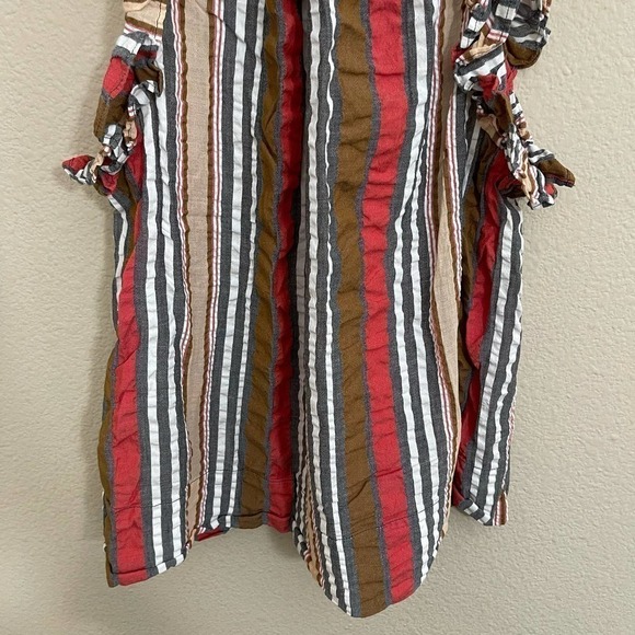 Ulla Johnson Adana Stripe Ruffle Flutter Sleeve High-Neck Blouse Top Poppy 4 - Picture 14 of 15